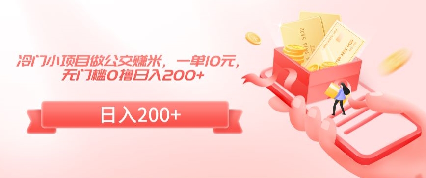 冷门小项目做公交赚米，一单10元，无门槛0撸日入200+【揭秘】-久久资源库