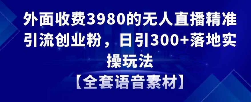 外面收费3980的无人直播精准引流创业粉，日引300+落地实操玩法【全套语音素材】【揭秘】-久久资源库
