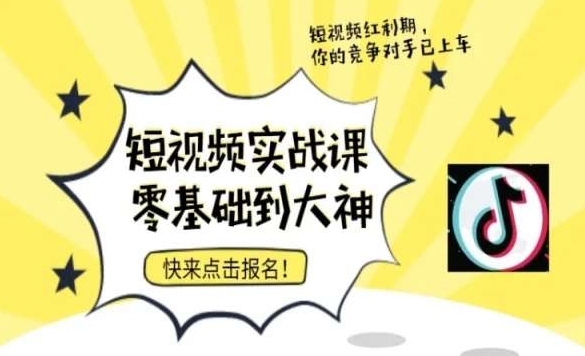 短视频零基础落地实操训练营，短视频实战课零基础到大神-久久资源库