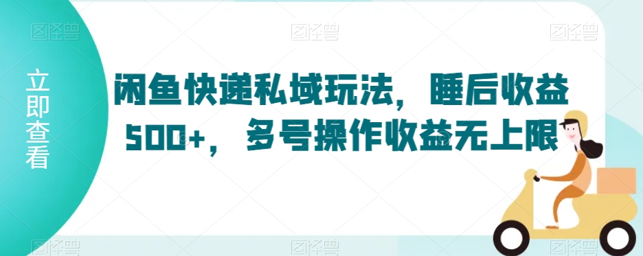闲鱼快递私域玩法，睡后收益500+，多号操作收益无上限【揭秘】-久久资源库