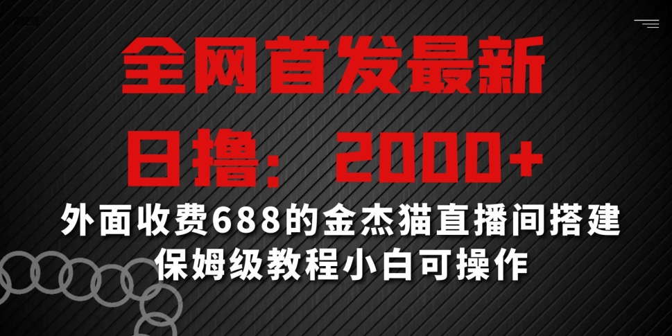 全网首发最新，日撸2000+，外面收费688的金杰猫直播间搭建，保姆级教程小白可操作【揭秘】-久久资源库