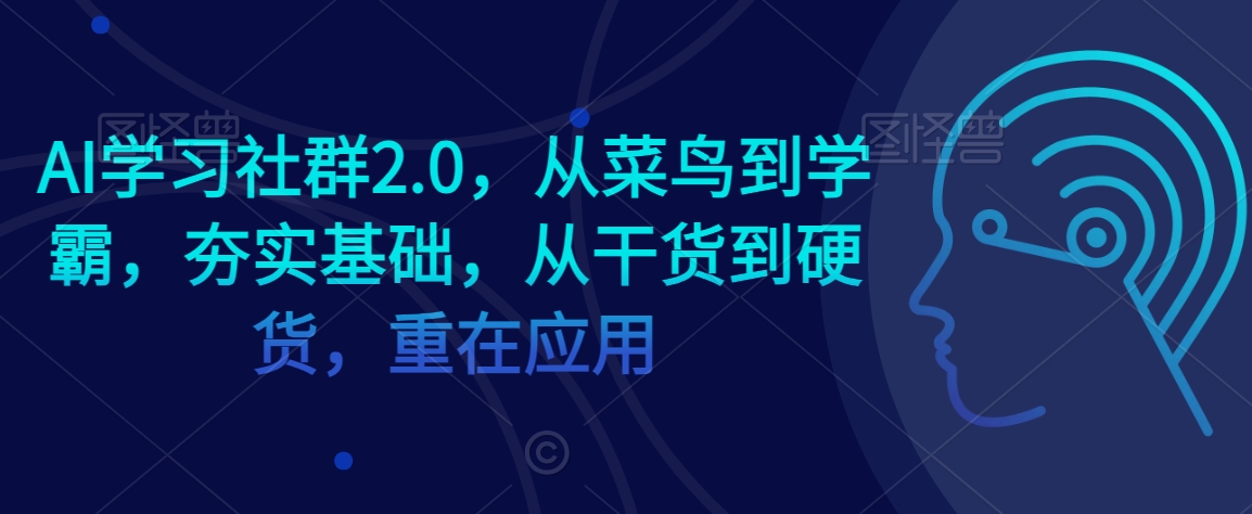 AI学习社群2.0，从菜鸟到学霸，夯实基础，从干货到硬货，重在应用-久久资源库