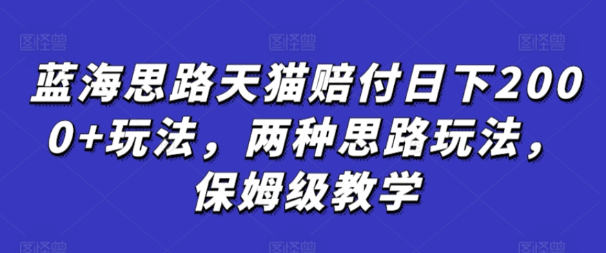 蓝海思路天猫赔付日下2000+玩法，两种思路玩法，保姆级教学【仅揭秘】-久久资源库