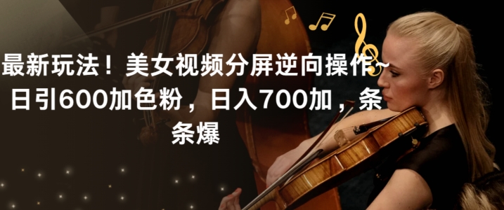 最新玩法！美女视频分屏逆向操作~日引600加色粉，日入700加，条条爆【揭秘】-久久资源库