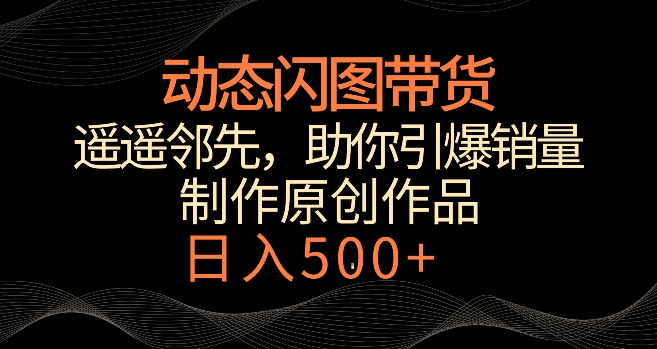 动态闪图带货，遥遥领先，冷门玩法，助你轻松引爆销量，日赚500+【揭秘】-久久资源库