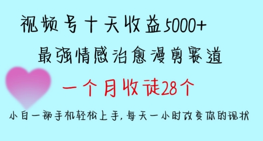 十天收益5000+，多平台捞金，视频号情感治愈漫剪，一个月收徒28个，小白一部手机轻松上手【揭秘】-久久资源库