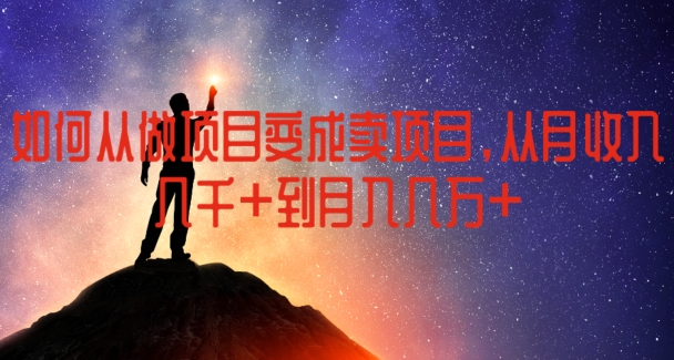 如何从做项目变成卖项目，从月收入几千到月入几万【揭秘】-久久资源库