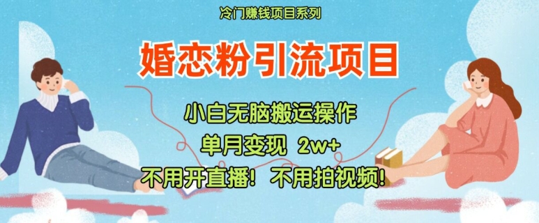 小红书婚恋粉引流，不用开直播，不用拍视频，不用做交付【揭秘】-久久资源库