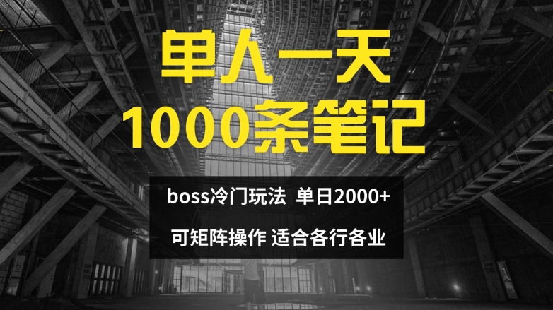单人一天1000条笔记，日入2000+，BOSS直聘的正确玩法【揭秘】-久久资源库