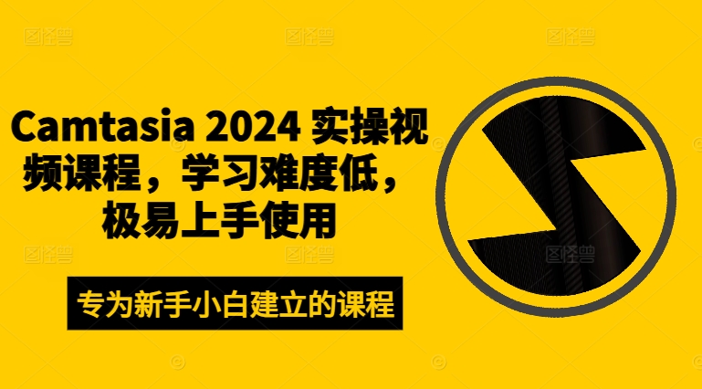 Camtasia 2024 实操视频课程，学习难度低，极易上手使用-久久资源库