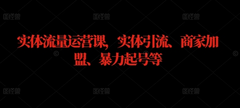 实体流量运营课，实体引流、商家加盟、暴力起号等-久久资源库