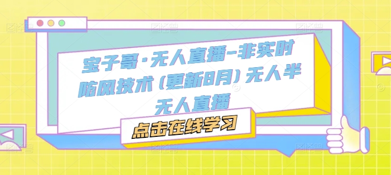 宝子哥·无人直播-非实时防风技术(更新9月)无人半无人直播-久久资源库
