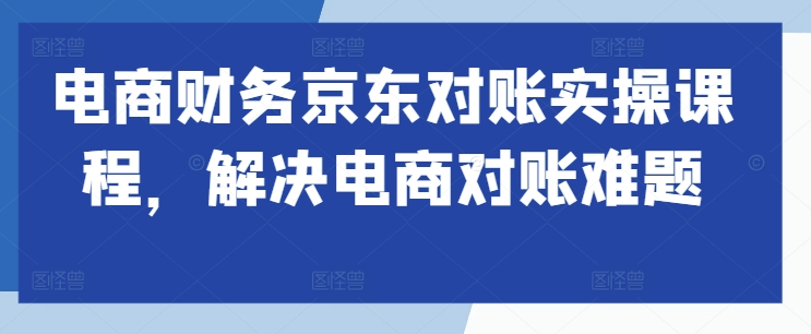 电商财务京东对账实操课程，解决电商对账难题-久久资源库