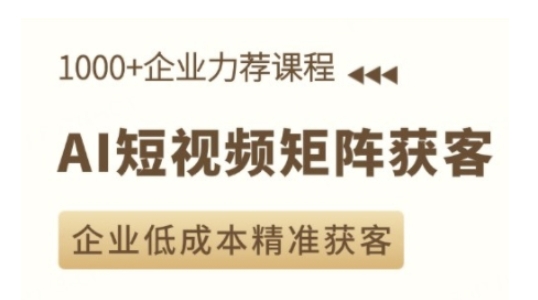 AI短视频矩阵获客实操课，企业低成本精准获客-久久资源库
