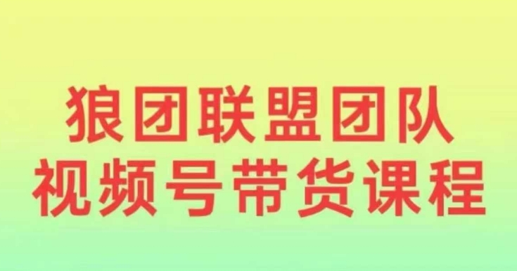 狼团联盟2024视频号带货，0基础小白快速入局视频号-久久资源库