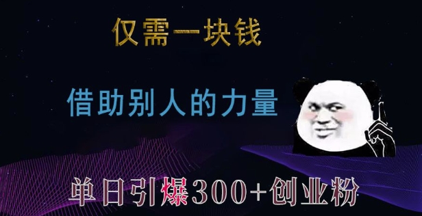 仅需一块钱，借助别人的力量，单日引爆300+创业粉、兼职粉【揭秘】-久久资源库