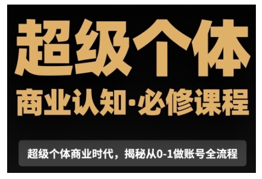 超级个体商业认知觉醒视频课，商业认知·必修课程揭秘从0-1账号全流程-久久资源库