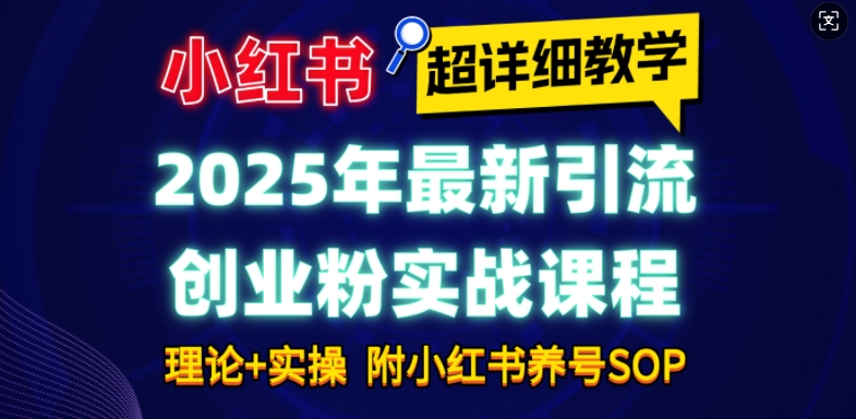 2025年最新小红书引流创业粉实战课程【超详细教学】小白轻松上手，月入1W+，附小红书养号SOP-久久资源库