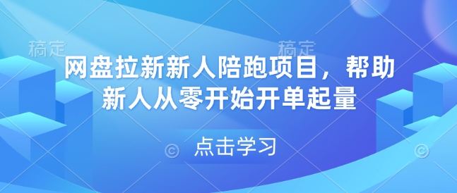 网盘拉新新人陪跑项目，帮助新人从零开始开单起量-久久资源库