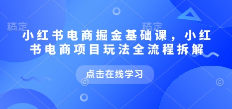 小红书电商掘金课，小红书电商项目玩法全流程拆解-久久资源库
