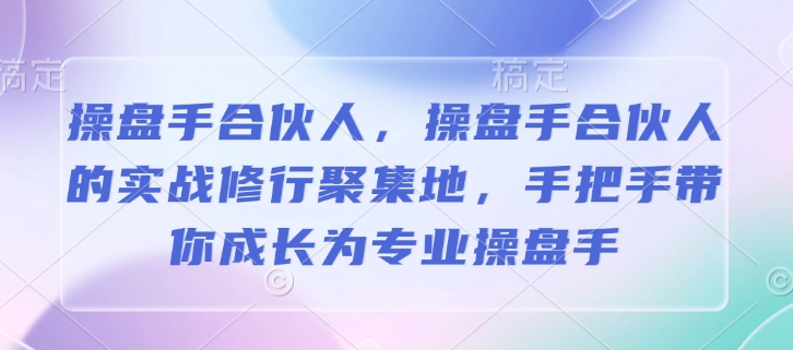 操盘手合伙人，操盘手合伙人的实战修行聚集地，手把手带你成长为专业操盘手-久久资源库