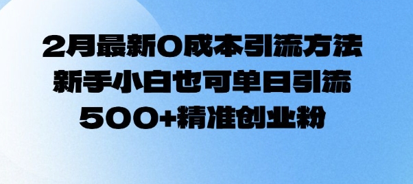 2月最新0成本引流方法，新手小白也可单日引流500+精准创业粉-久久资源库