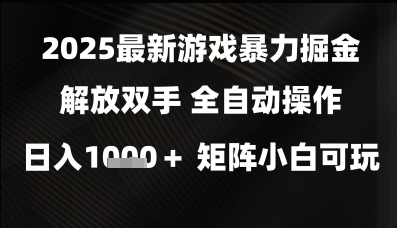 2025最新游戏暴力掘金解放双手，全自动操作，日入1k+矩阵，小白可玩【揭秘】-久久资源库