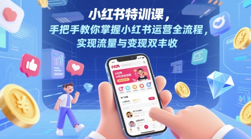 小红书特训课，手把手教你掌握小红书运营全流程，实现流量与变现双丰收-久久资源库