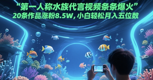 第一人称水族代言视频条条爆火，20条作品涨粉8.5W，小白轻松月入五位数-久久资源库
