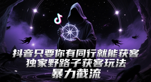 抖音只要你有同行就能获客，独家野路子获客玩法，暴力截流【揭秘】-久久资源库